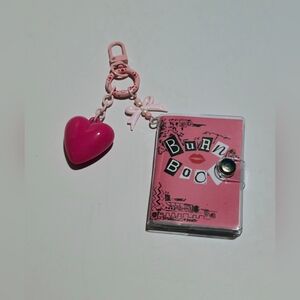 Mean Girls Burn Book Keychain Mini Notebook w/ paper.  Pink Heart Keychain NEW
